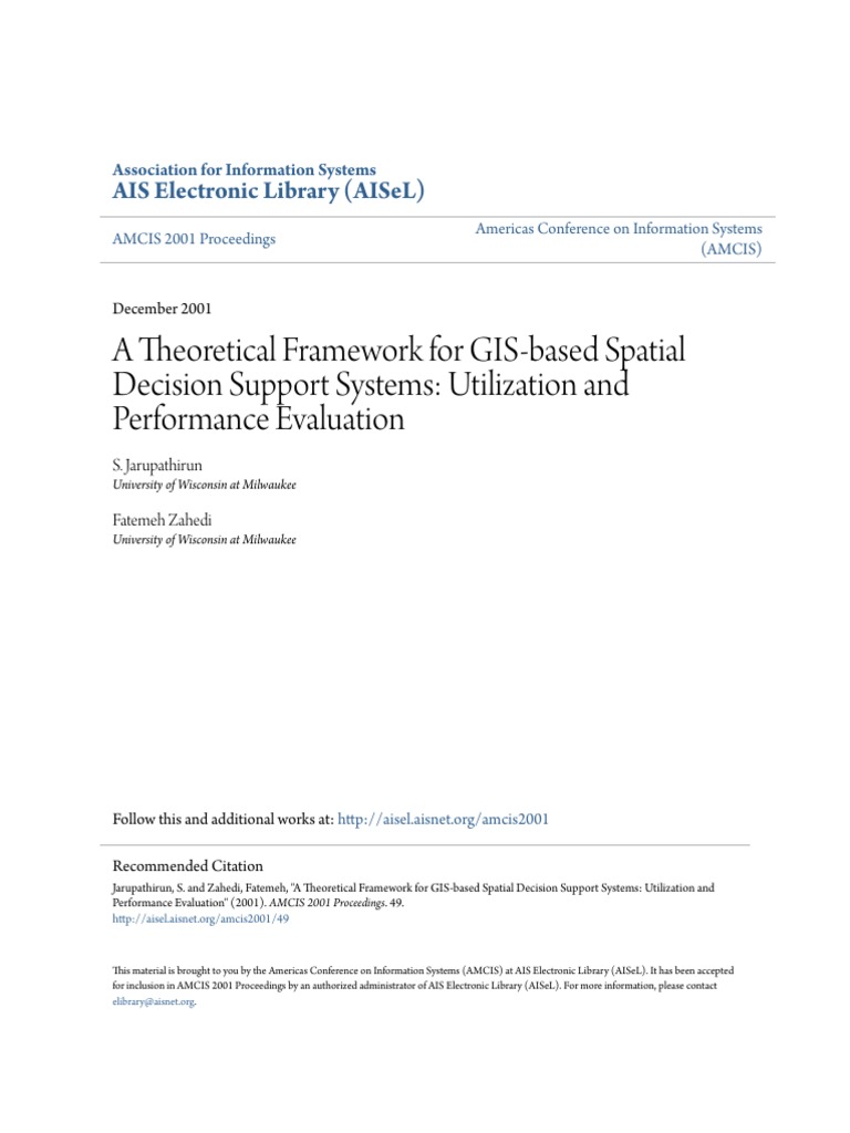 A Theoretical Framework For GIS-based Spatial Decision Support Sy | PDF ...
