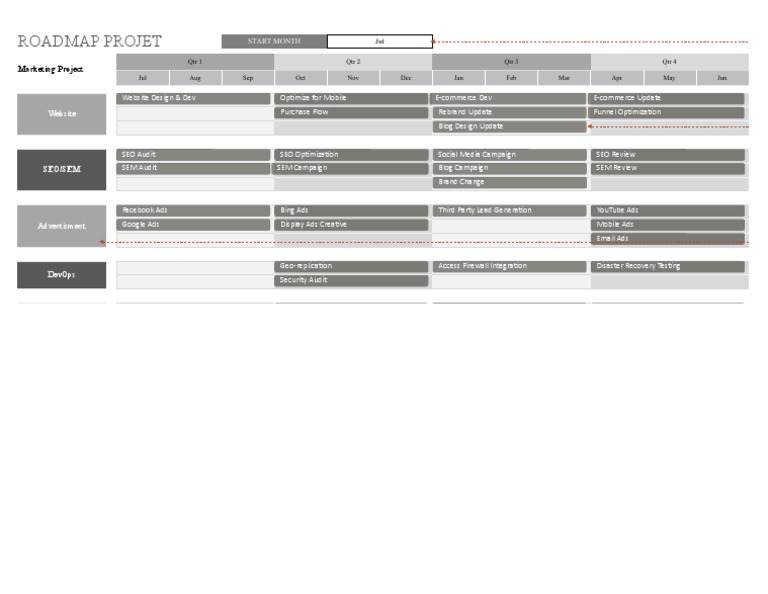 Project Roadmap Excel Template PDF