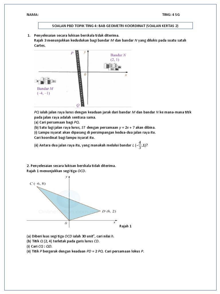 Soalan Ulangkaji Bab Geometri Koordinat Pdf