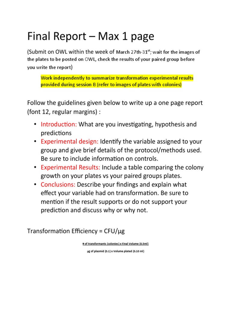 Bio 1002 Transformation+Final+Report+2023 | PDF