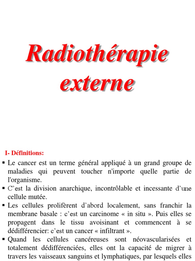 Radiothérapie Externe Techniques et Évolution PDF Radiothérapie — free download