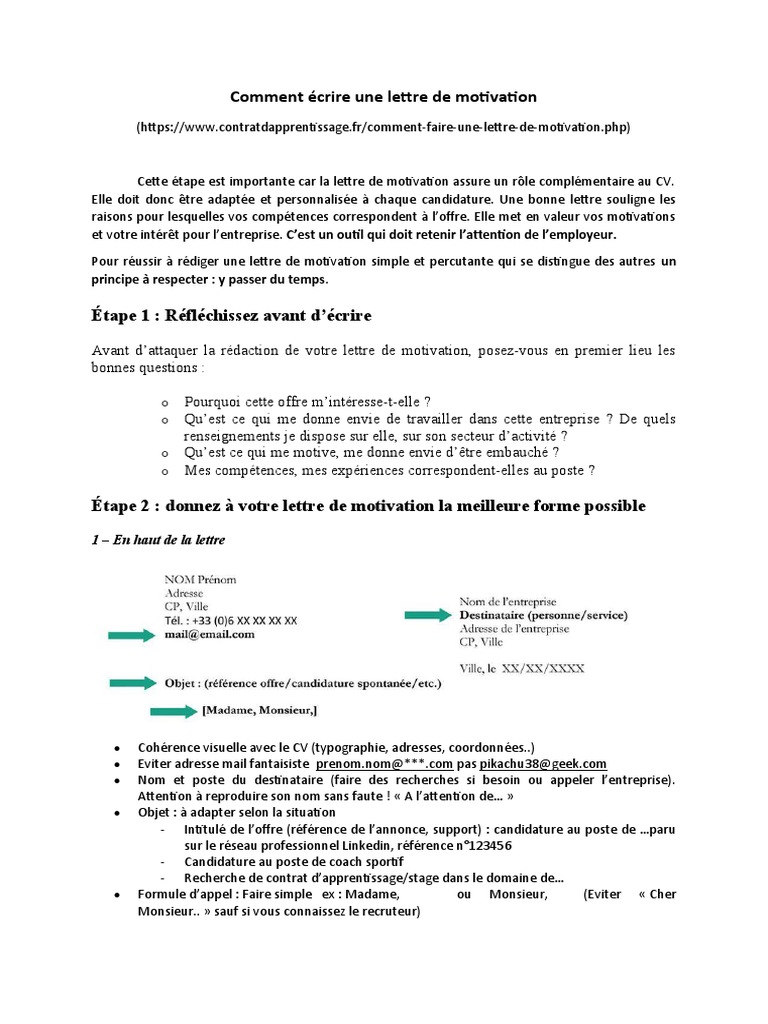 Guide Lettre de Motivation Efficace | PDF | Motivation | Motivant