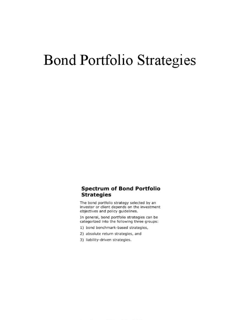 Unit 5 Bond Portfolio Strategies New PPT PDF