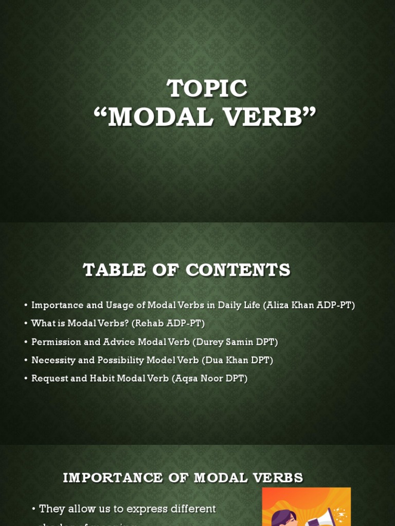 Modal Verb Presentation | PDF | Verb | Cognitive Science