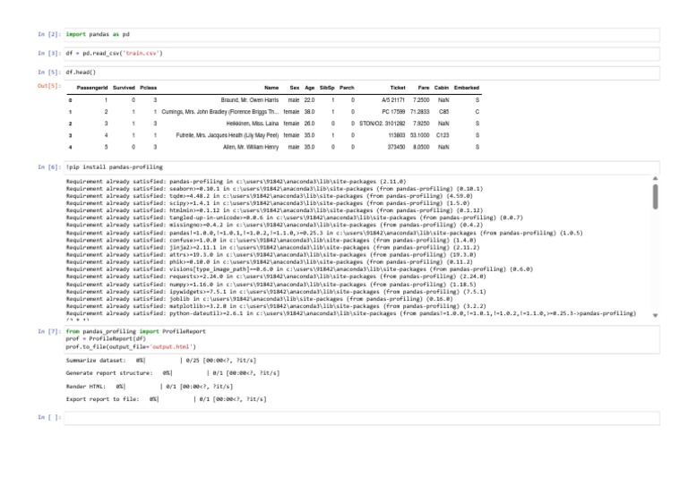 Pandas Profiling Library For EDA | PDF