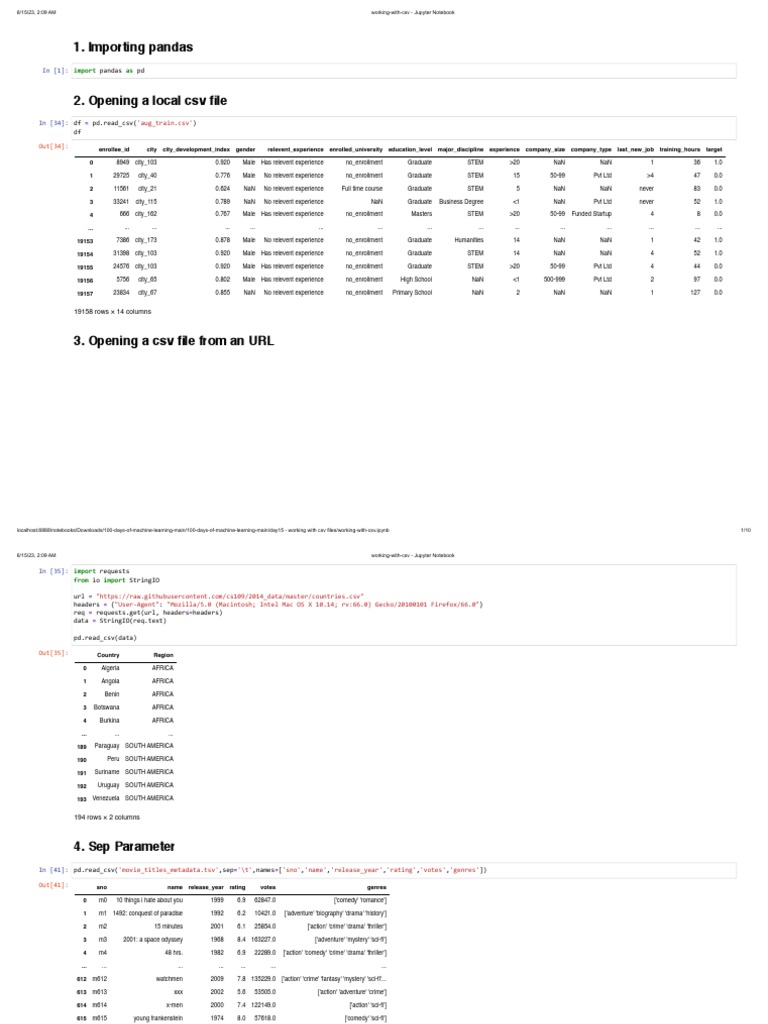 Working-With-Csv Cheatsheet | PDF