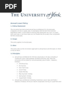 Annual Leave Policy of University of York