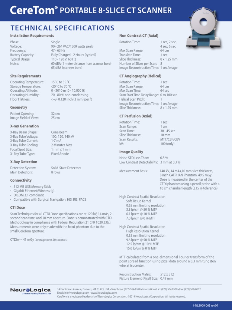 CereTom Especificaciones Tecnicas | PDF | Ct Scan | Image Scanner