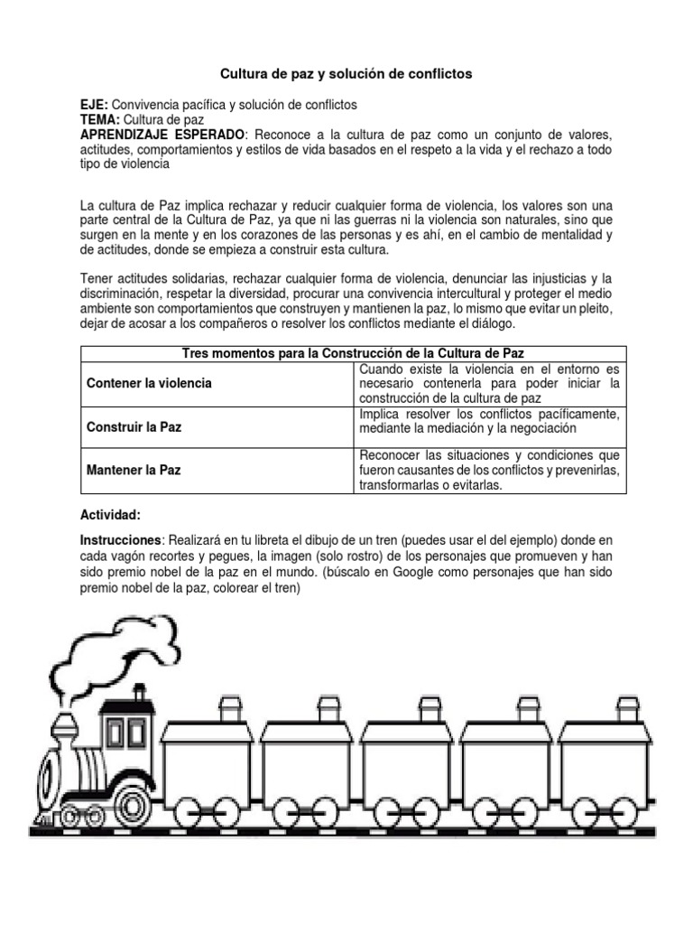 Actividades para fomentar la cultura de paz | PDF | Paz | Violencia