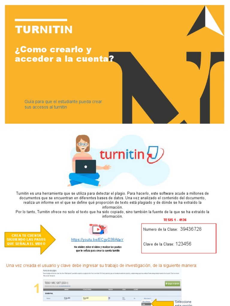 Turnitin Como Crearlo y Acceder A La Cuenta - TT1 4136 | PDF | Turnitin ...