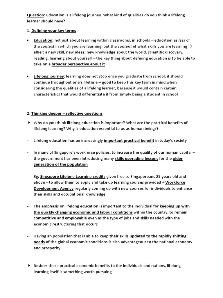 Education As A Lifelong Journey | PDF | Lifelong Learning | Learning