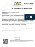 No. Gestion: 848285: Constancia Transitoria de Inexistencia de Reclamación de Cargos