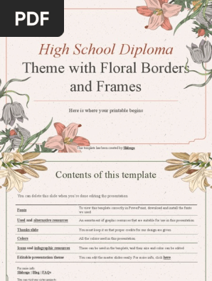 High School Diploma Theme With Floral Borders and Frames by Slidesgo