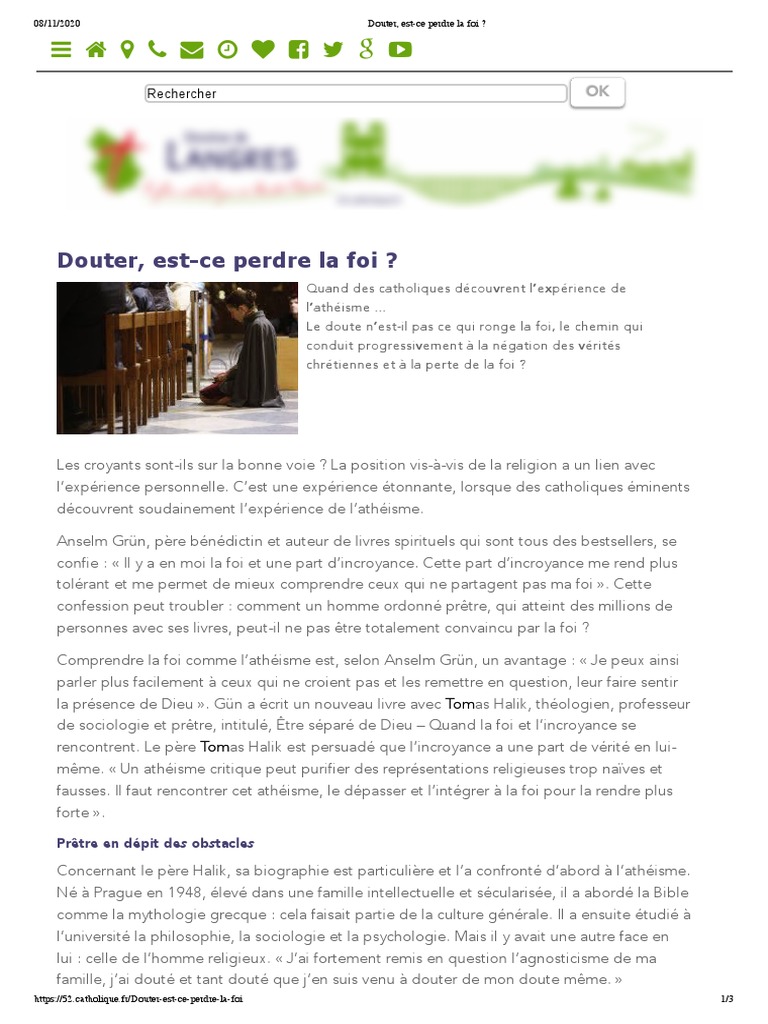 Douter, est-ce perdre la foi ? | PDF | Sciences sociales | Philosophie