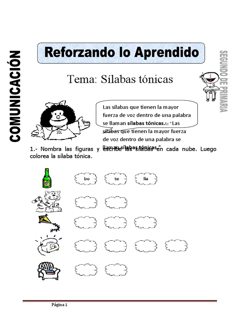 Ejercicios de sílabas tónicas y átonas | PDF