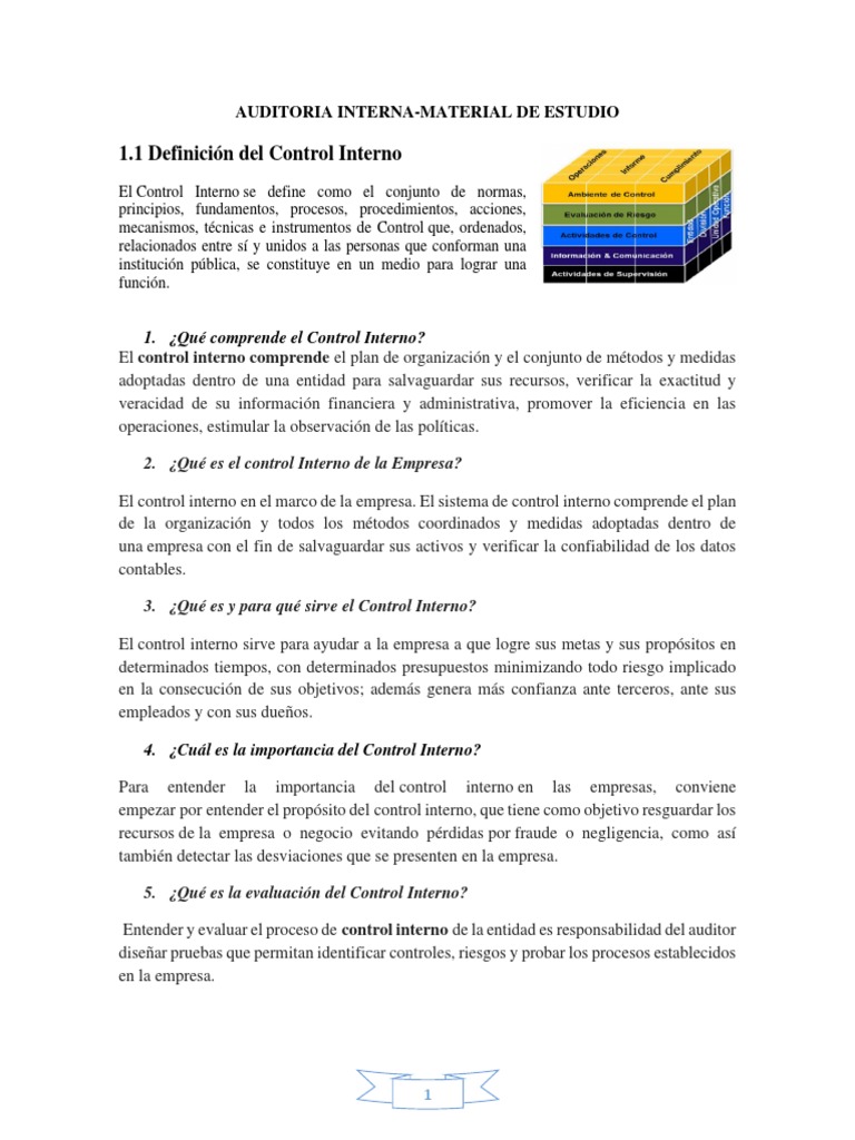Unidad IV Sistema de Control Interno - Auditoria Interna 2023-5 | PDF ...