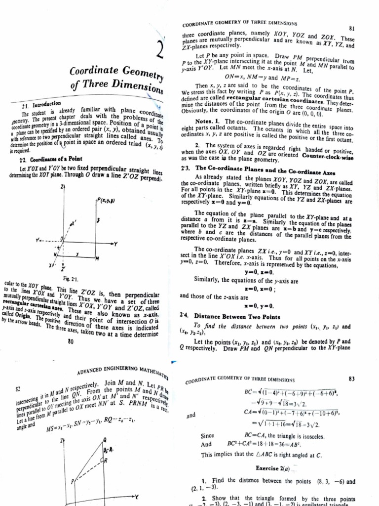 Coordinate Geometry of Three Dimensions PDF