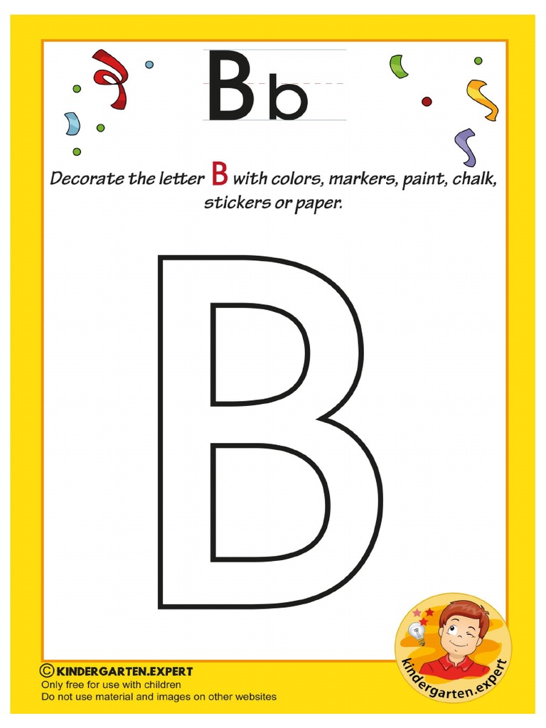 Decorate The Capital Letter B With Colors Markers Paint Chalk Kindergarten Expert free 