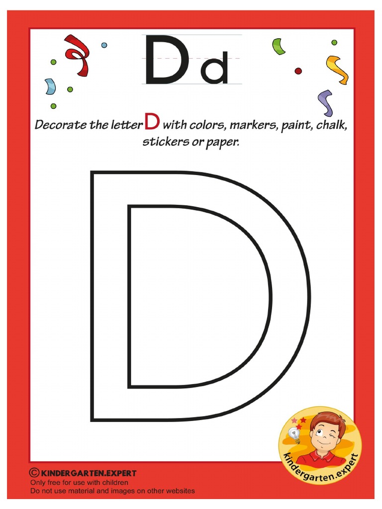 Decorate The Capital Letter D With Colors, Markers, Paint, Chalk ...