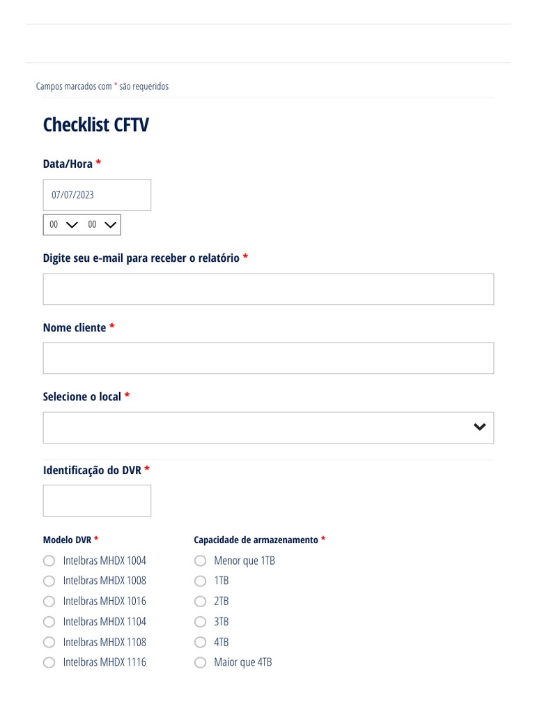 Checklist CFTV – CUATRO Segurança Eletrônica | PDF | Câmera de vídeo ...