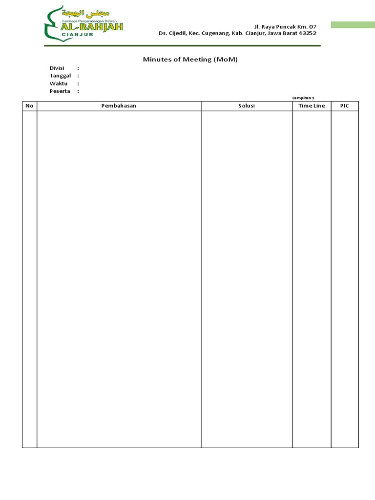 Format MoM PDF