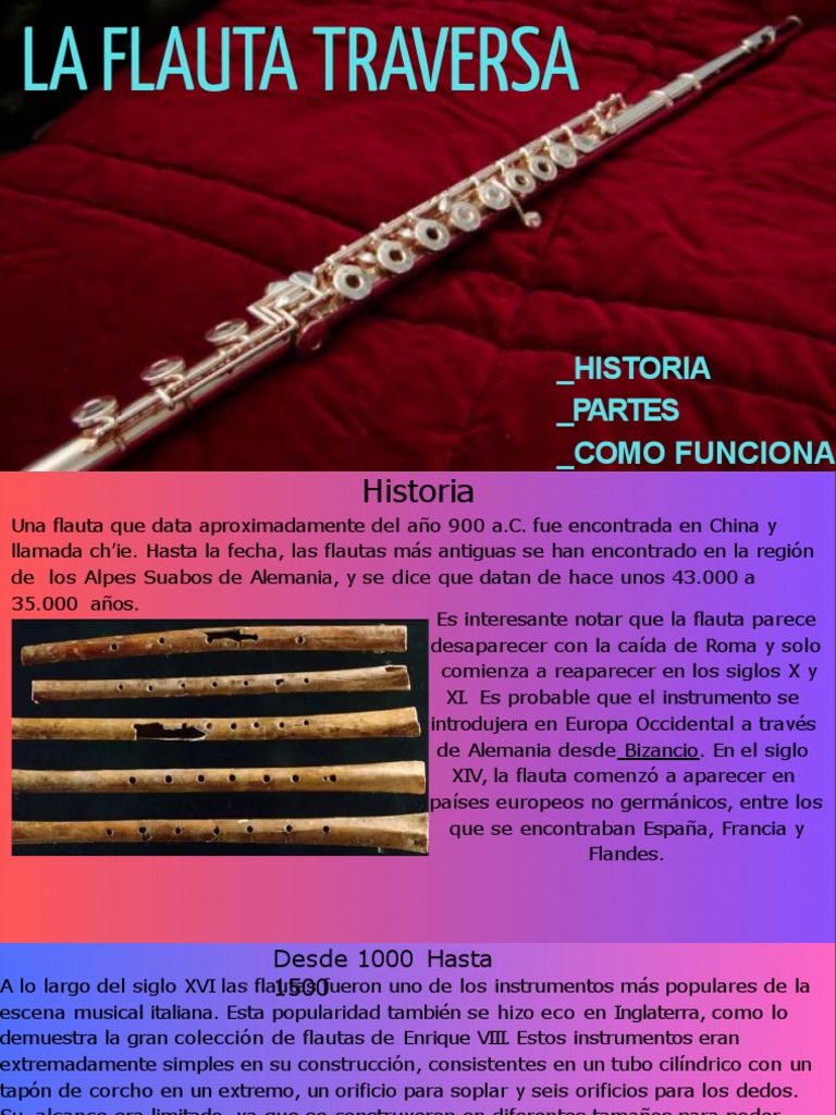 Historia y partes de la flauta travesera | PDF | Flauta | Tecnología ...