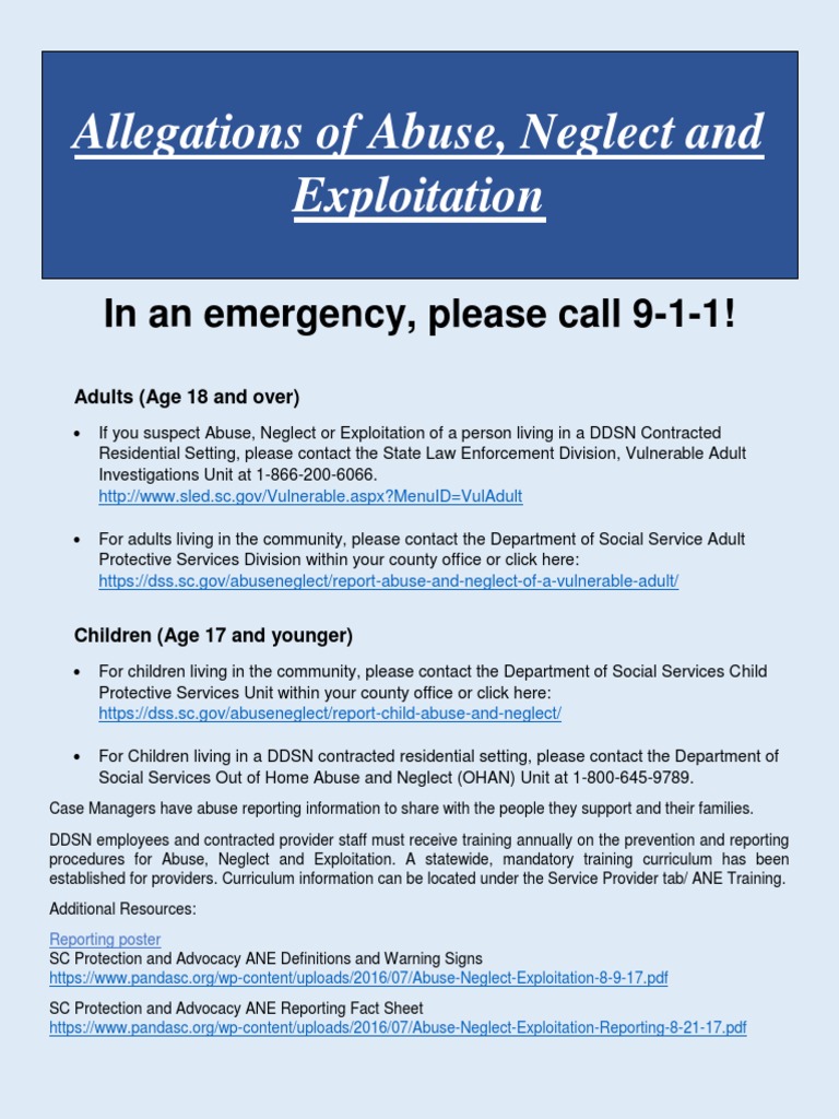 Reporting Abuse and Neglect Procedures | PDF