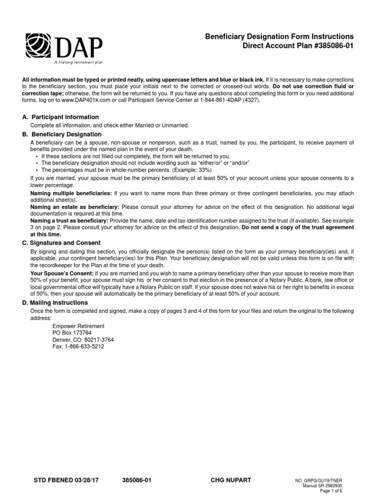 Beneficiary Designation Form Guide | PDF | Notary Public | Trust Law