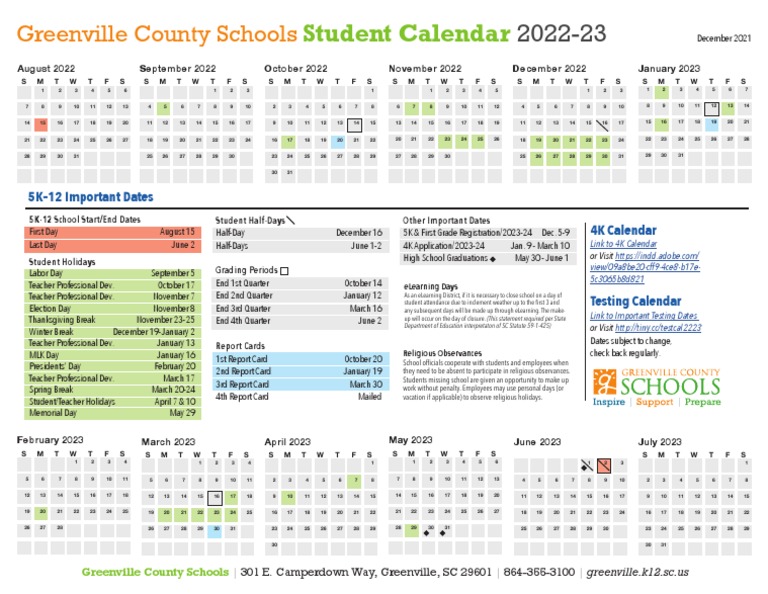 Gcs Student Calendar 2022 Final | PDF | Festival | Holidays