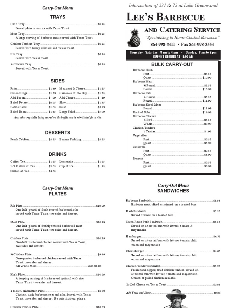 Lee's BBQ Menu PDF