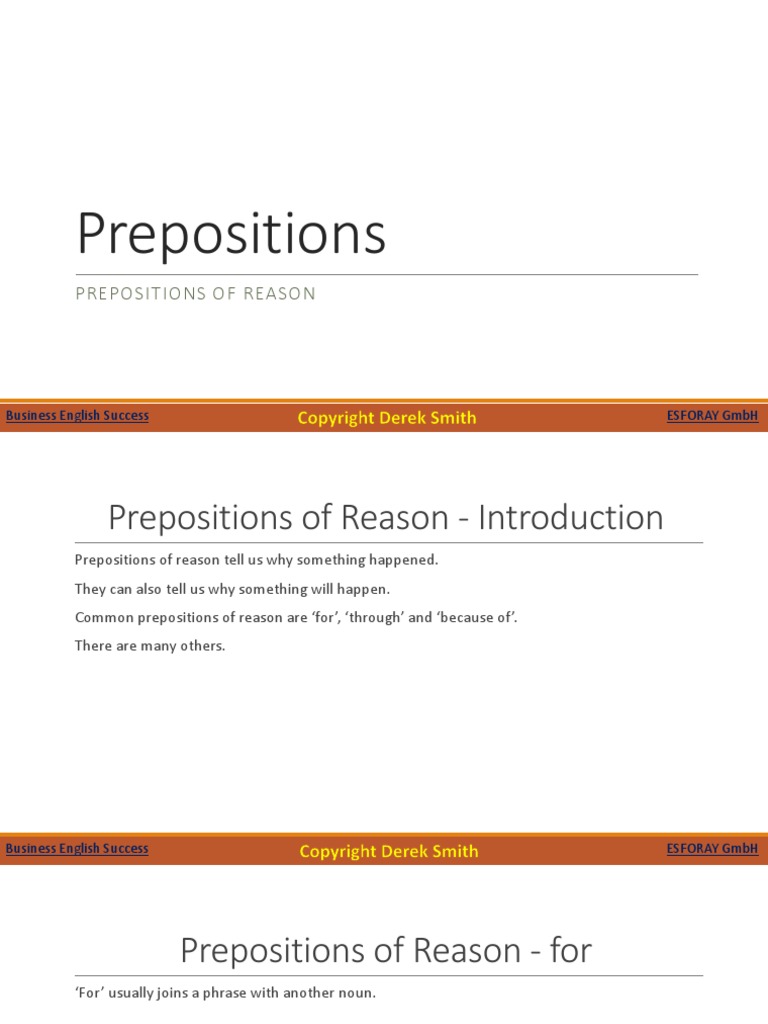 Understanding Prepositions of Reason | PDF | Career & Growth | Business