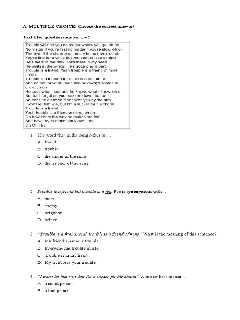 Song quiz pdf