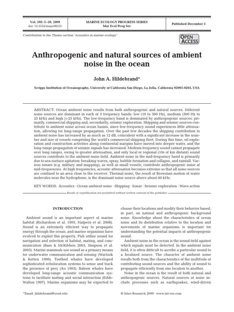 Anthropogenic and Natural Sources of Ambient Noise in The Ocean | PDF ...