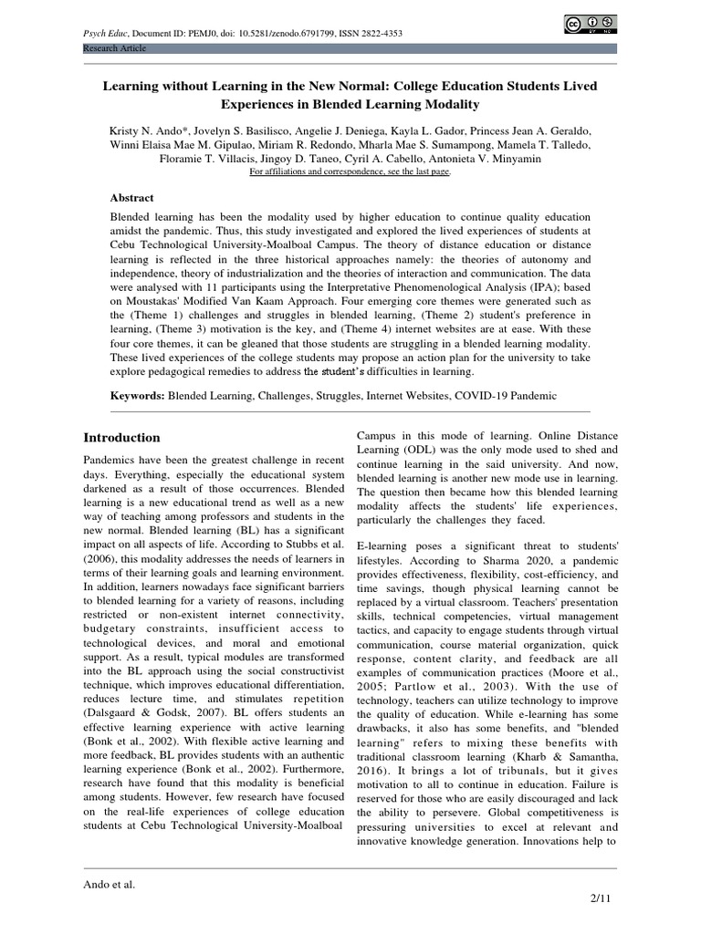 Student Experiences in Blended Learning | PDF | Career & Growth ...