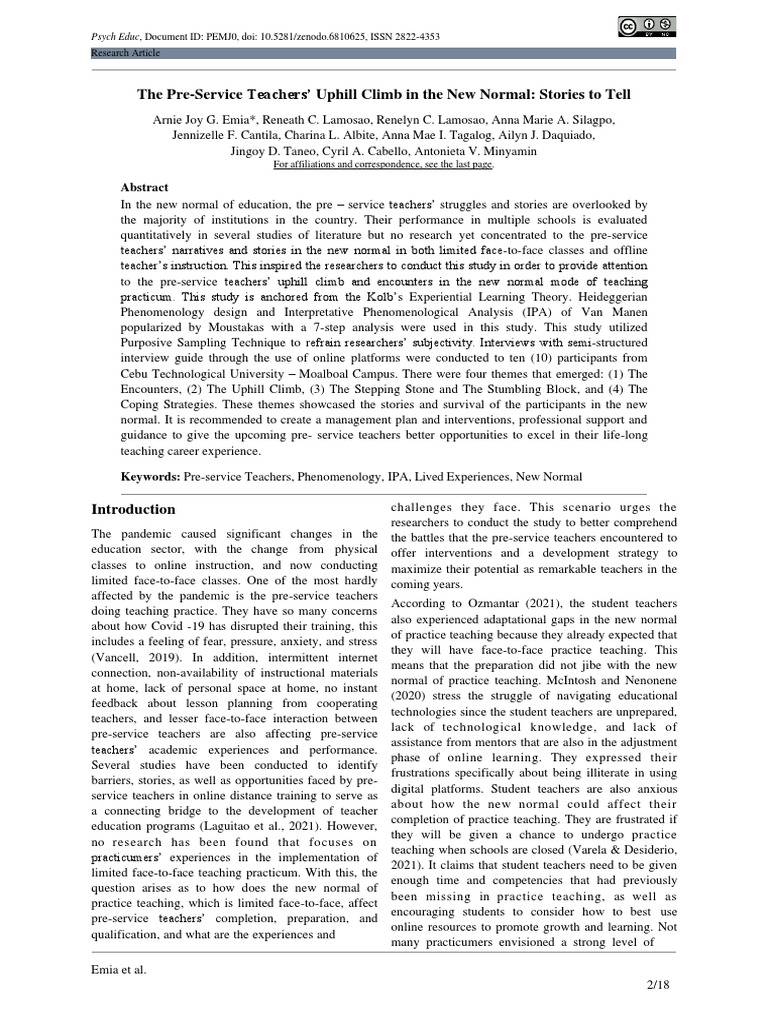 Pre-Service Teachers' Struggles in New Normal | PDF | Teachers | Mentorship