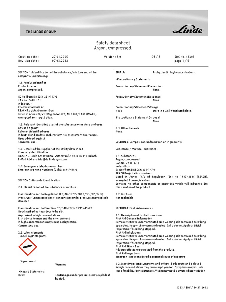 Argon SDS compressed gas EU format Linde HiQ Jan 2011_tcm89992345 PDF