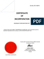 Global Conference Alliance Incorporation Certificate
