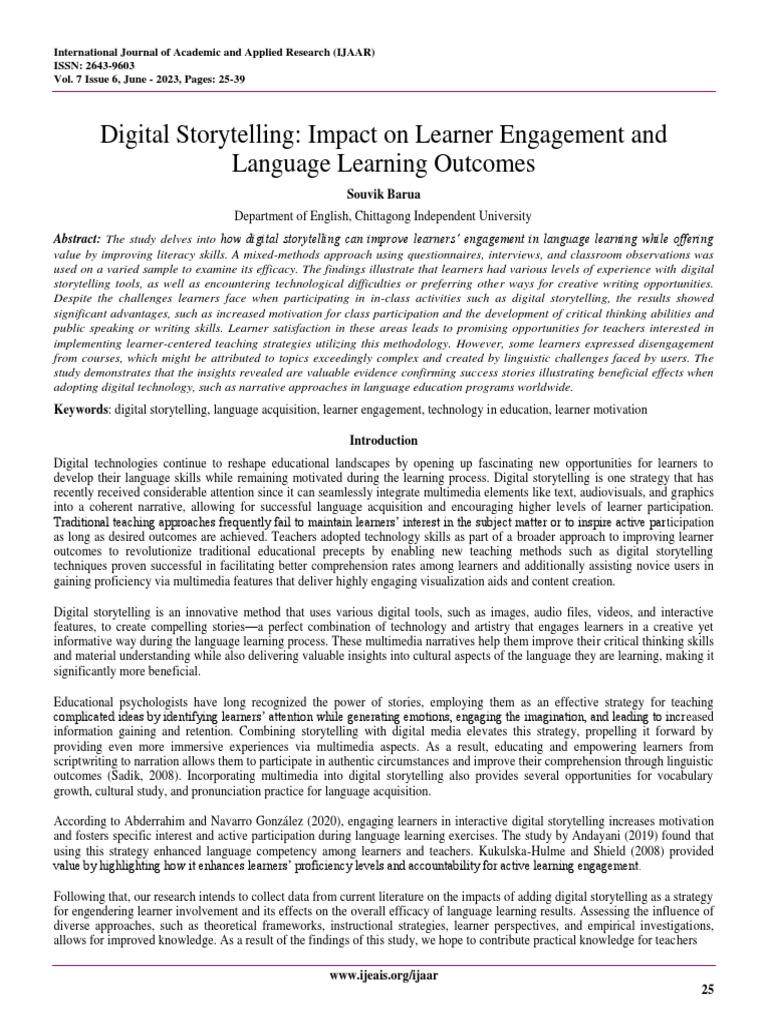 Digital Storytelling in Language Learning | PDF | P Value | Learning