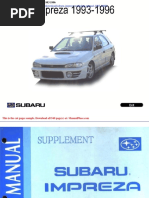 Subaru Impreza Workshop Manual 1993-1996 | PDF