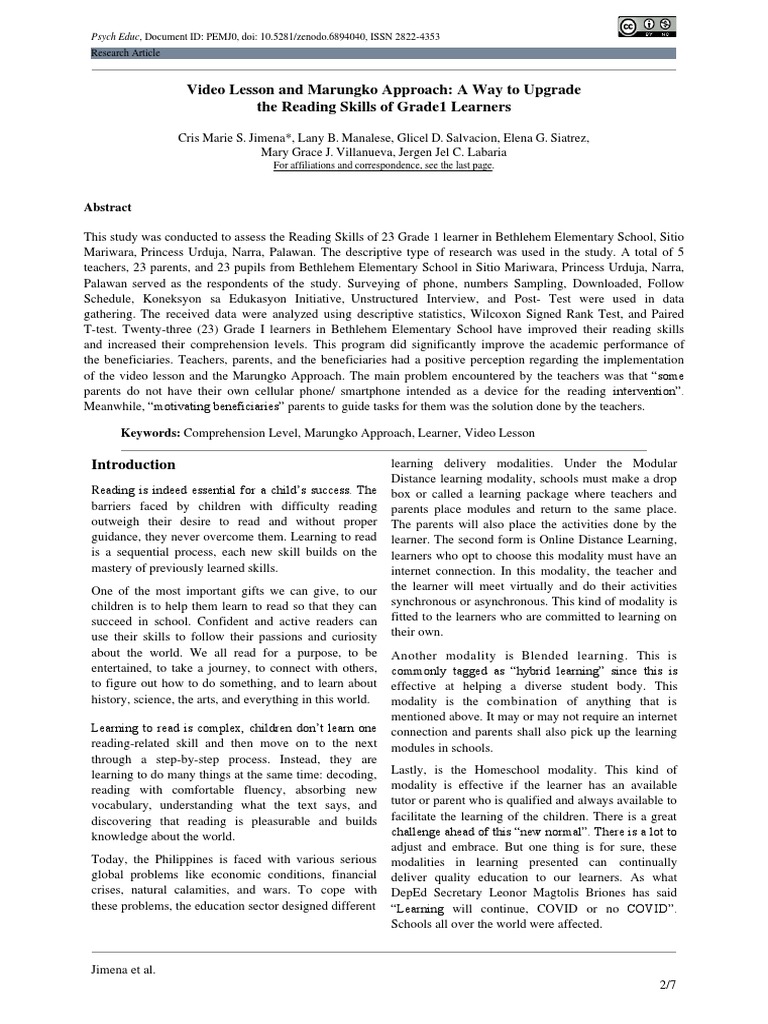 Marungko Approach Enhances Grade 1 Reading | PDF | Phonics | Learning