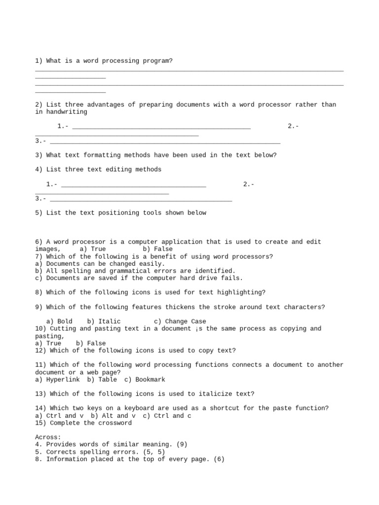 Word processing exam pdf pdf