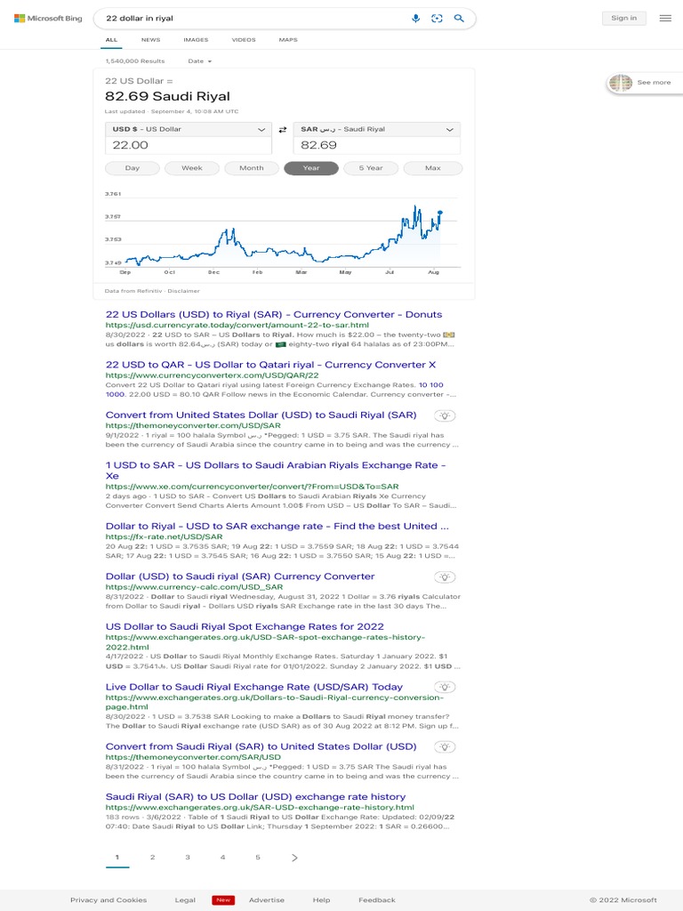 22 USD to SAR Currency Conversion Rate | PDF | United States Dollar |  International Trade