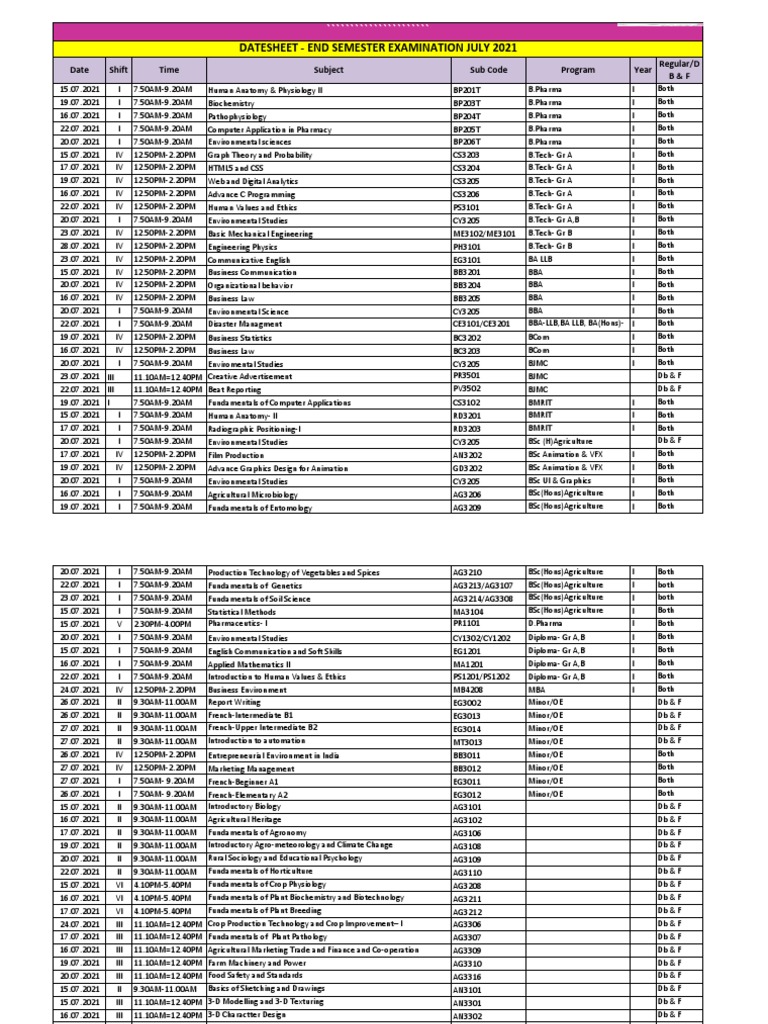 July 2021 Semester Exam Schedule | PDF | Computers | Technology ...