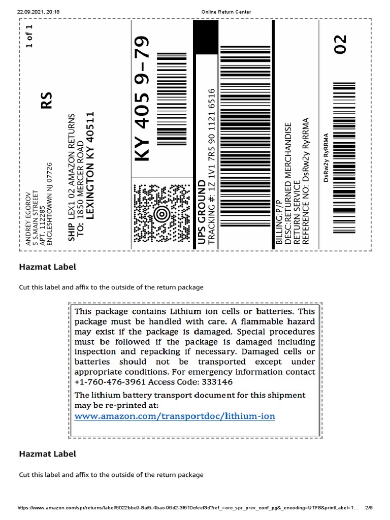 Amazon Return Instructions for Hazmat Items | PDF