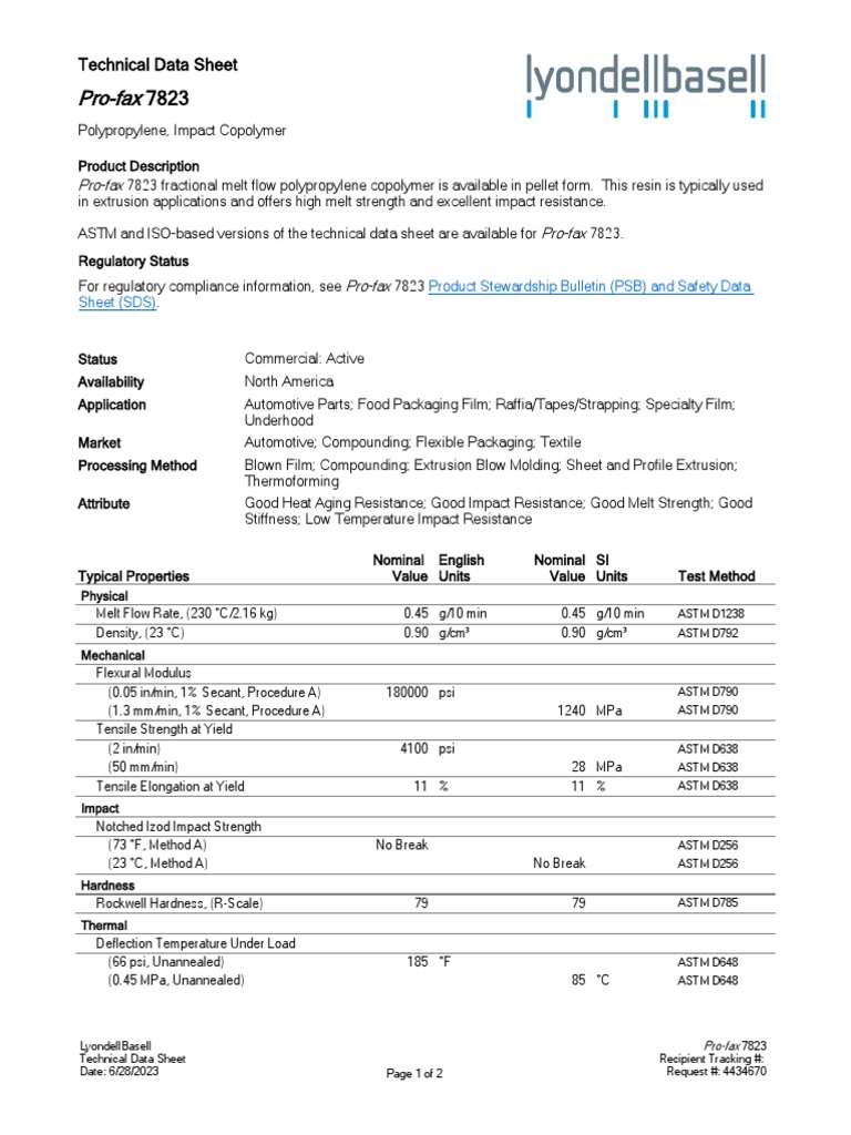Pro-fax 7823 Technical Data Sheet | PDF