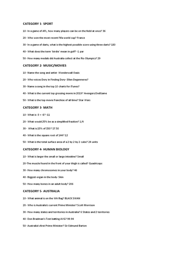 Jeopardy Questions PDF