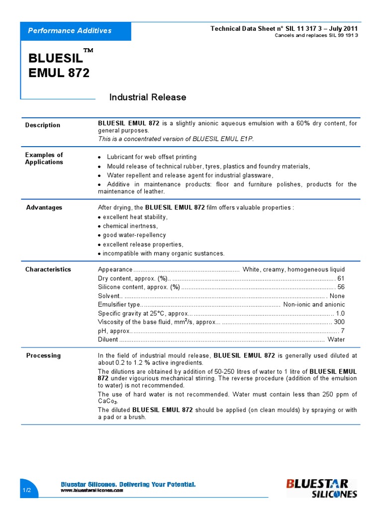 Bluesil EMULSION 872 English PDF