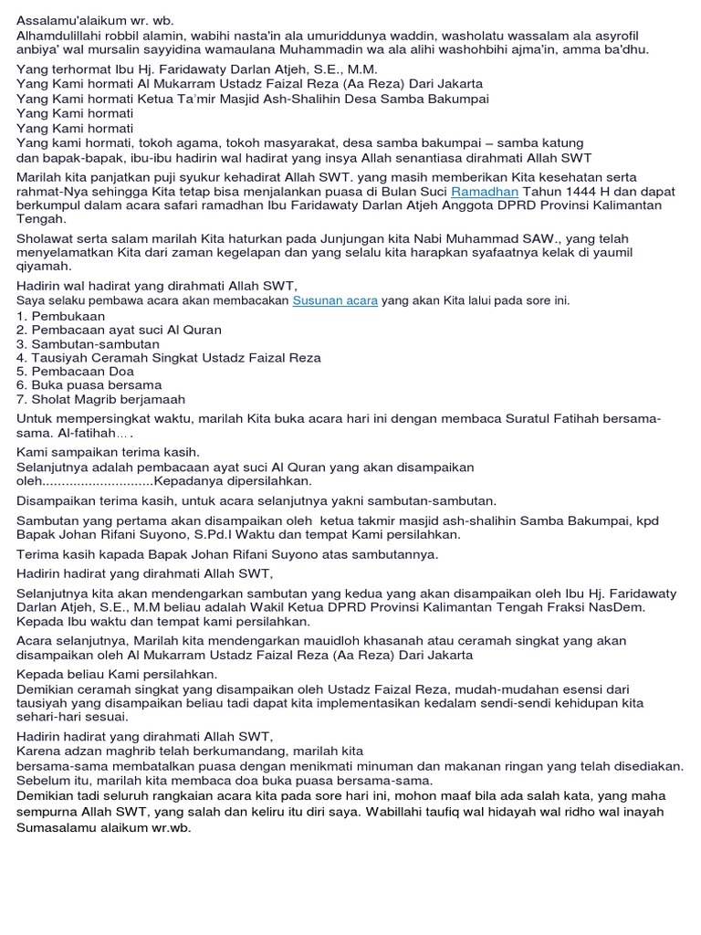 susunan acara bukber | PDF