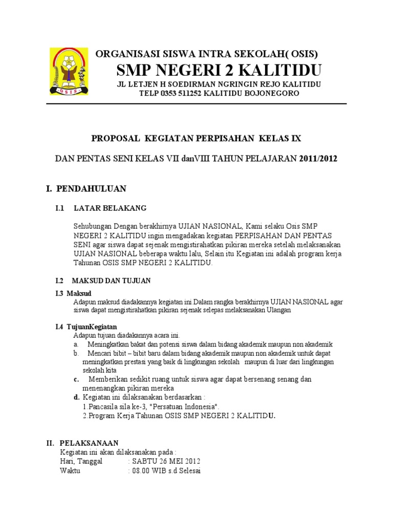 Penutup Proposal Kegiatan Perpisahan | PDF | Perjalanan