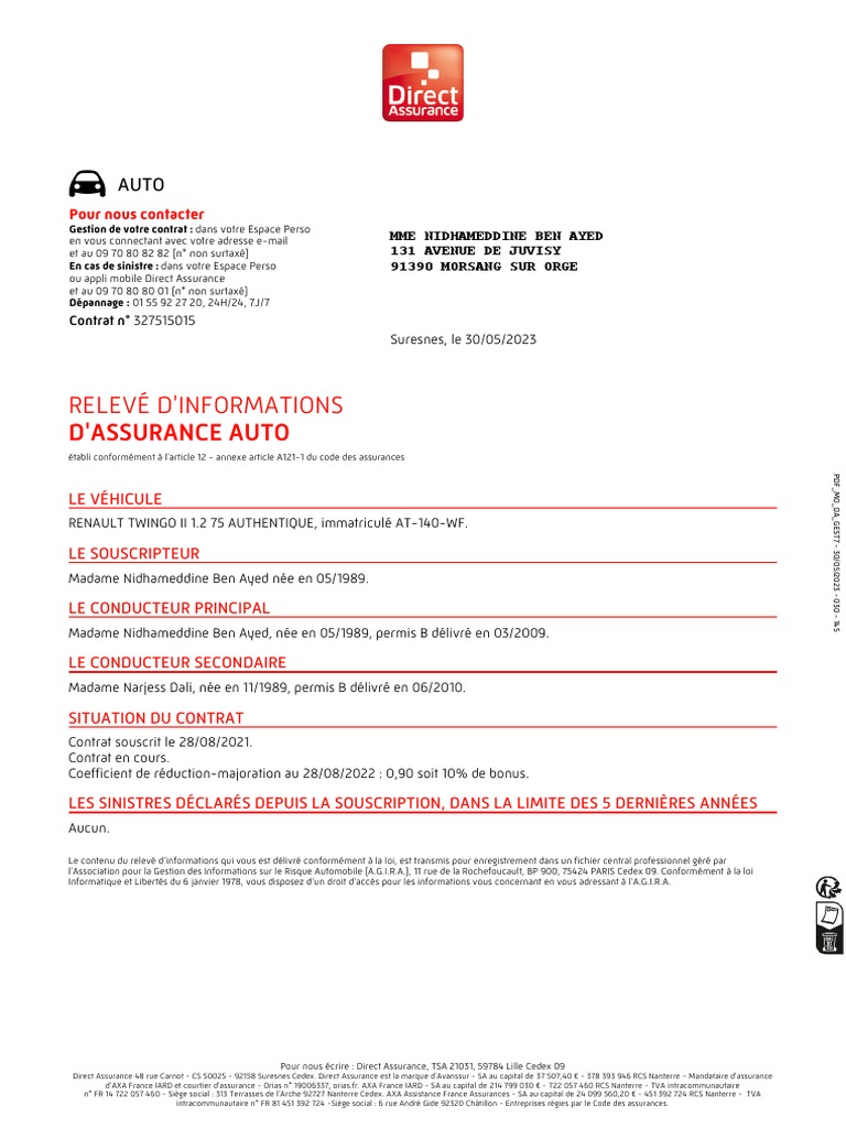 Relevé D’Information Par Mail _ Relevé d’information assurance : Tout ...